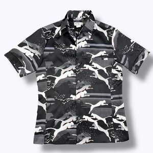 Vintage Tori Richard 90s Puma Button Shirt Men's M Bold Retro Animal Eclectic